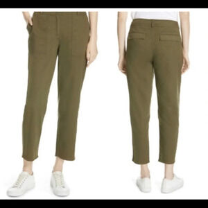 Eileen Fisher Twill Ankle Trouser Pants Twill Green Size 8